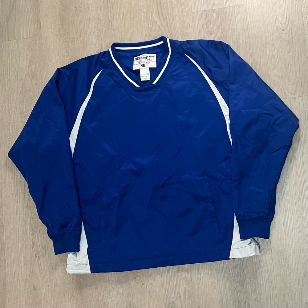 WORN Champion Pullover Windbreaker Sweater Blue / White